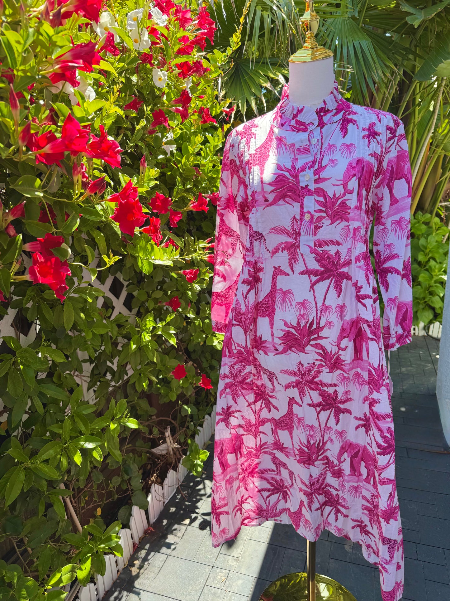 Mira Caftan | Pink Jungle Chinoiserie