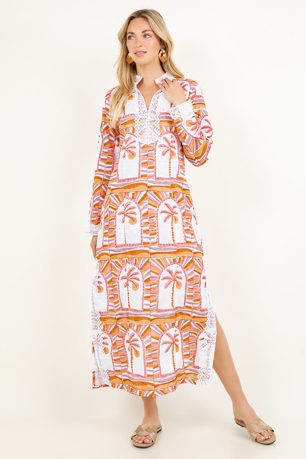 Azure Caftan | Tulum Palms (Knee Length)
