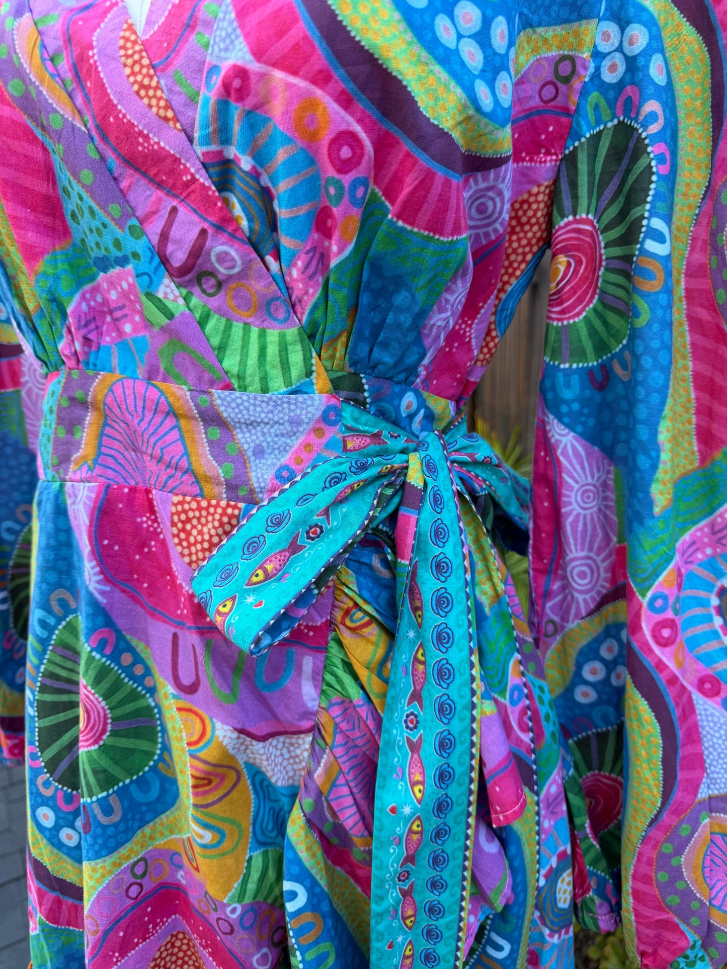 Simi Wrap Dress | Psychedelic Coral Fish