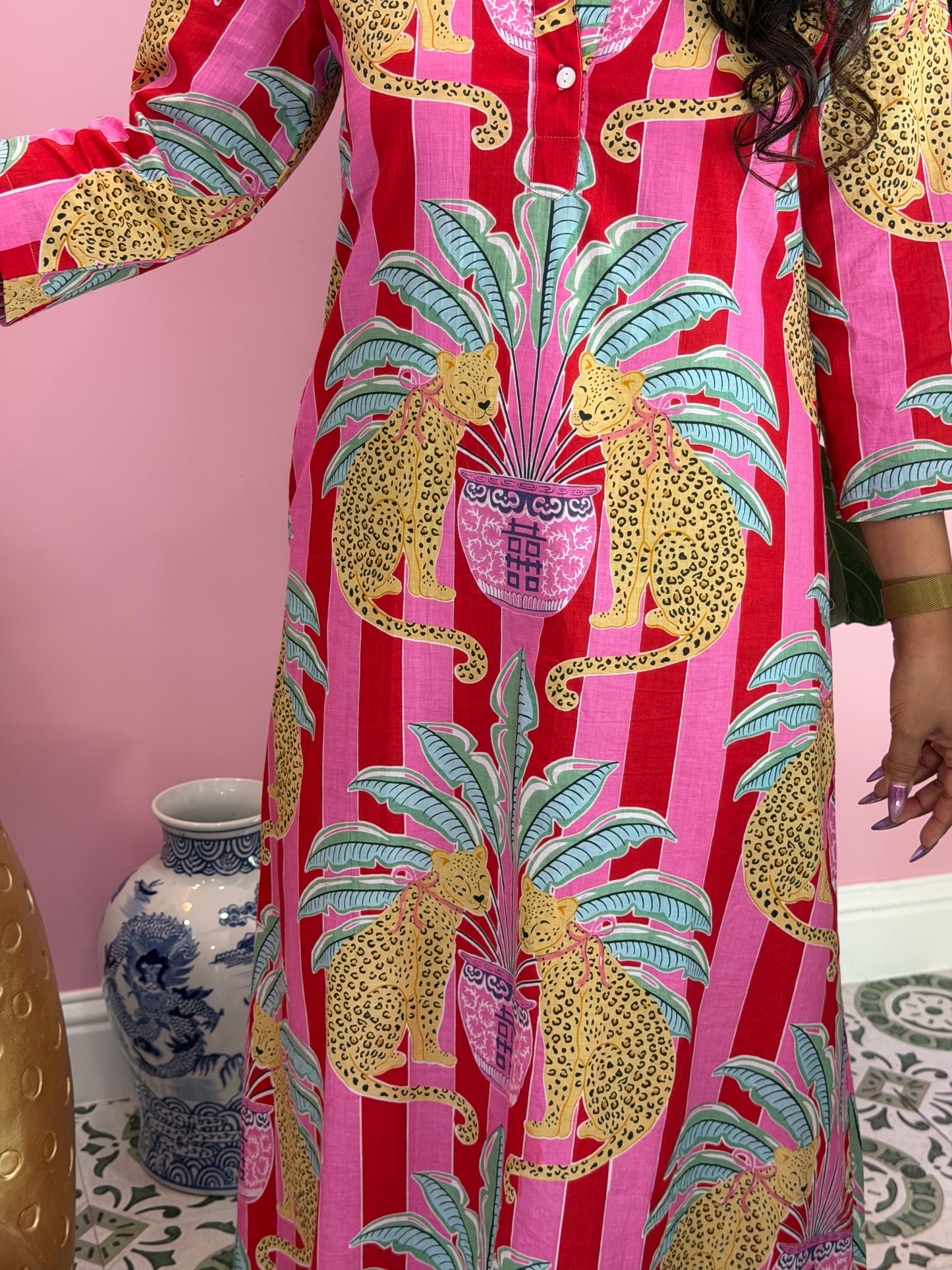 Vita Caftan | Leopard Party Pink