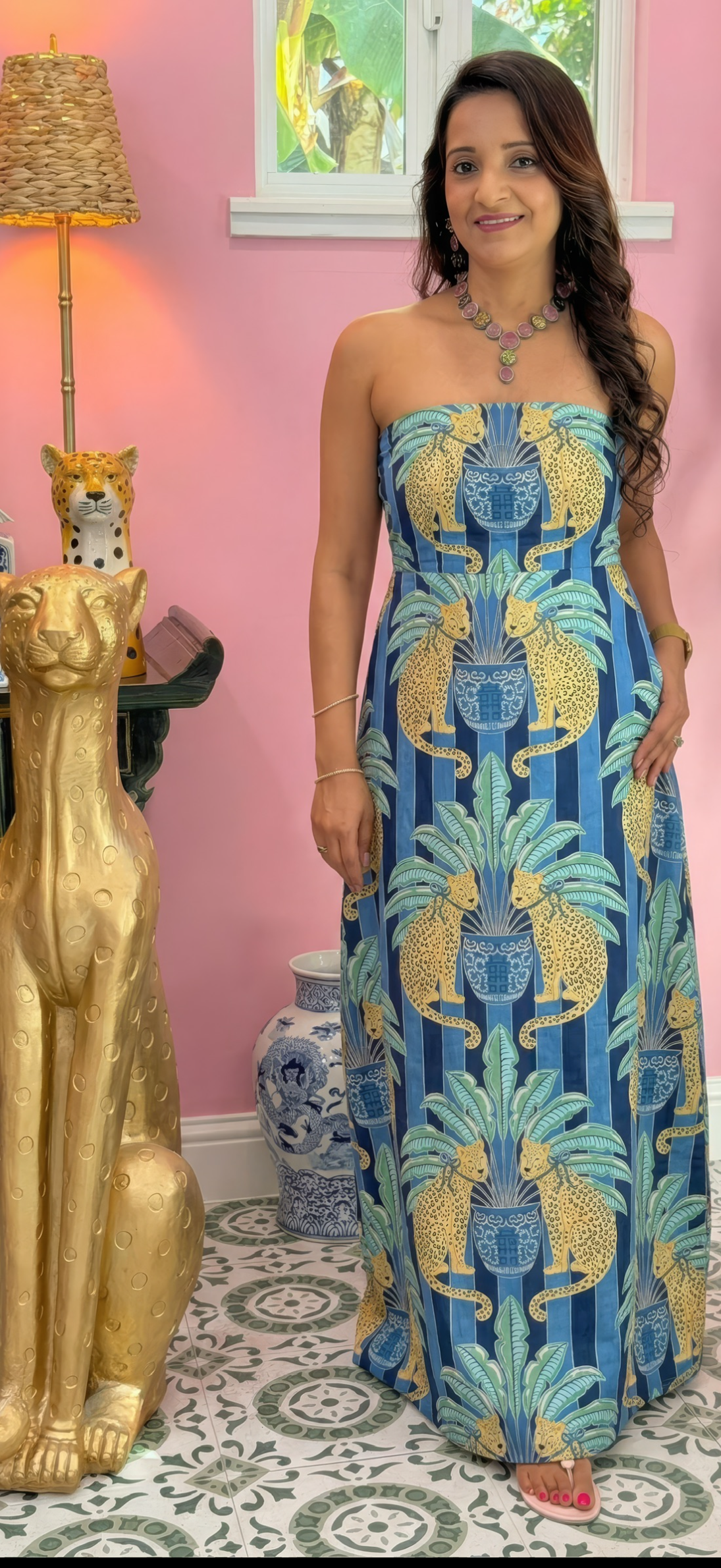 Ashley Dress | Leopard Party Navy