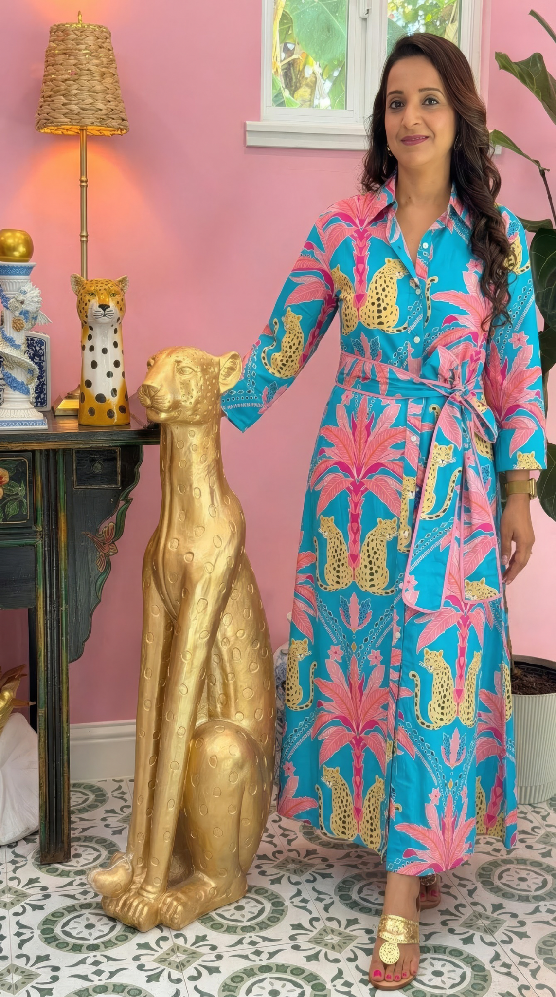 Aria Dress | Cheetah Mirage Aqua