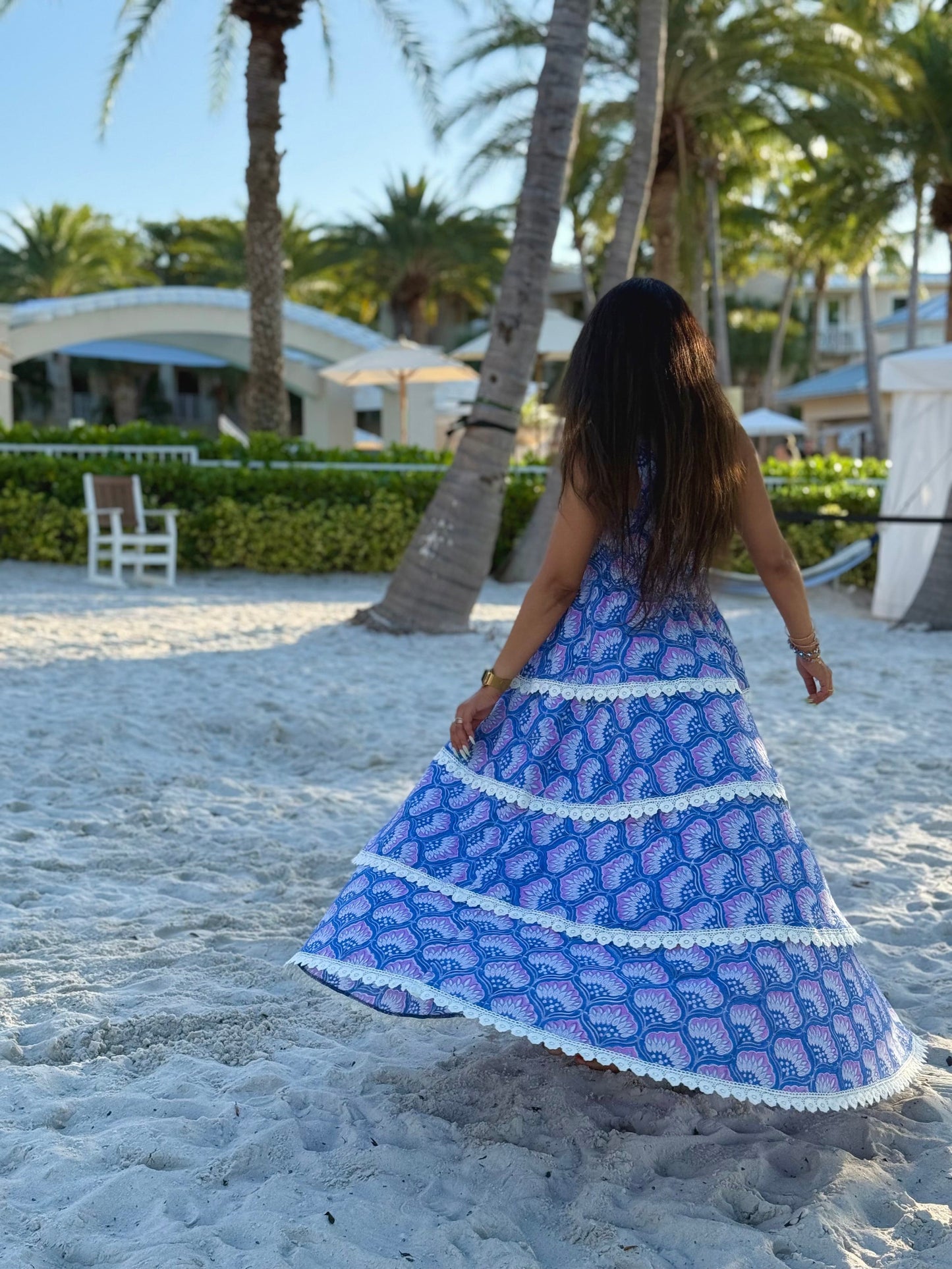 Isha Halter Maxi Peacock Plume