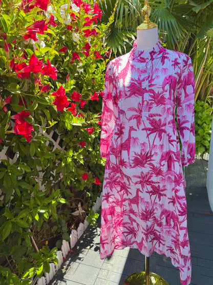 Mira Caftan | Pink Jungle Chinoiserie
