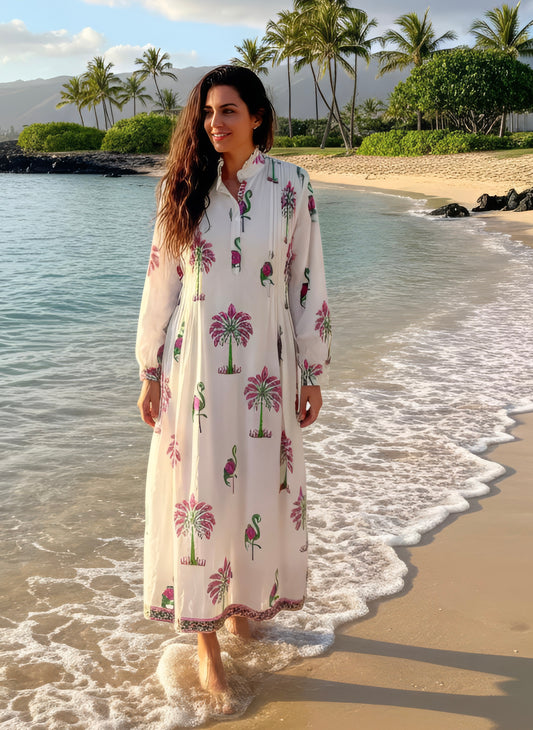 Mira Caftan  Dress | Sarasota Flamingo