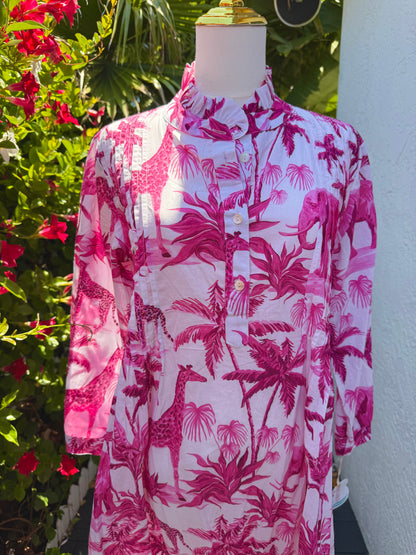 Mira Caftan | Pink Jungle Chinoiserie