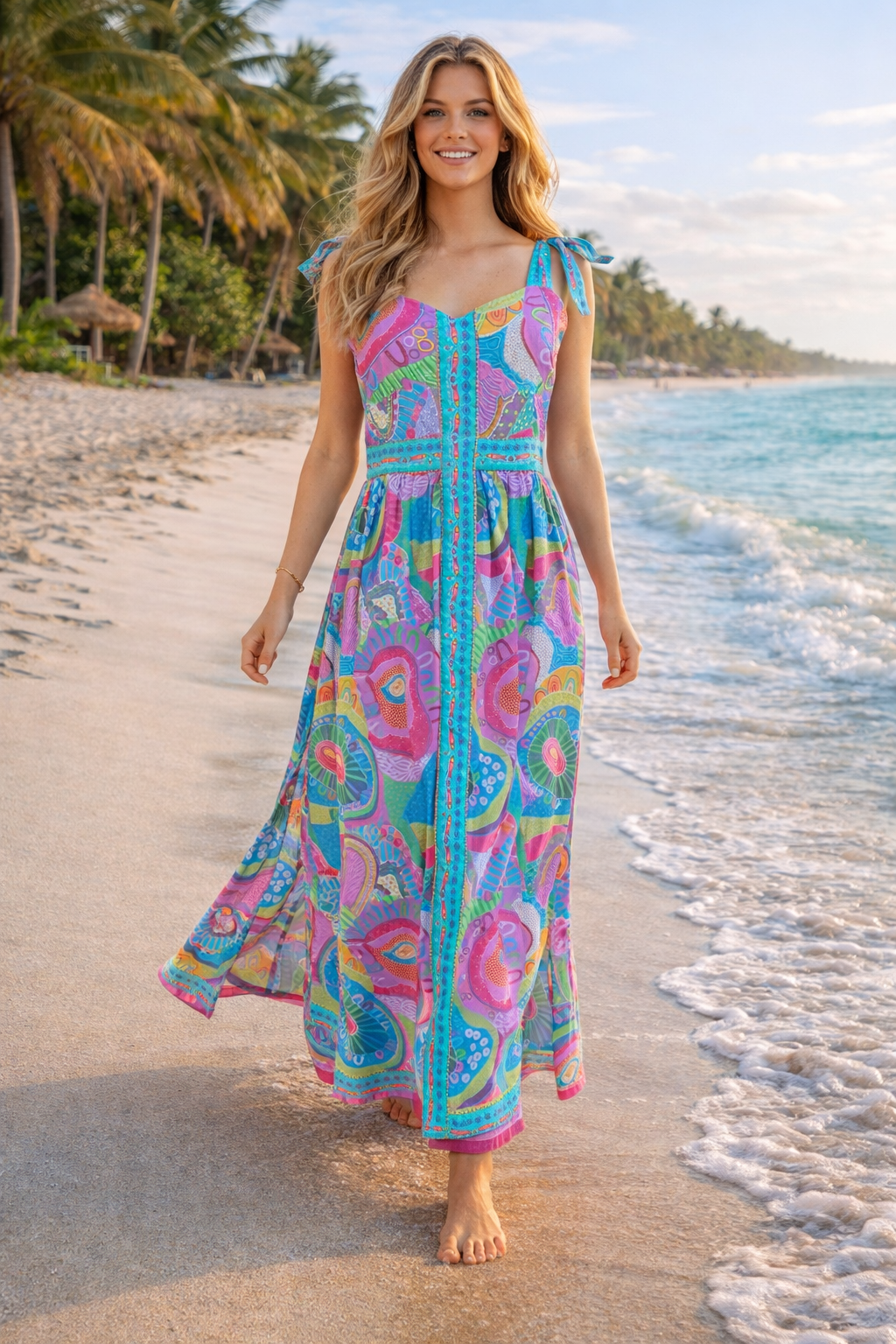 Priya Maxi Dress | Psychedelic Coral Fish