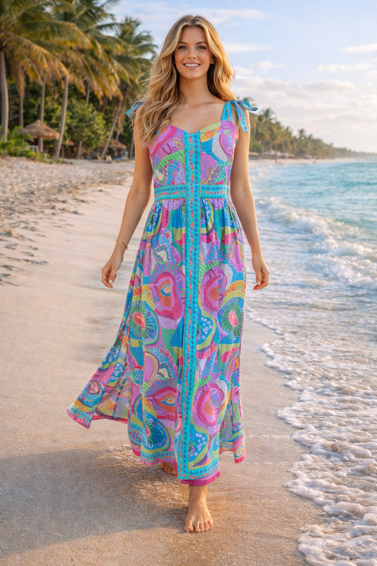 Priya Maxi Dress | Psychedelic Coral Fish