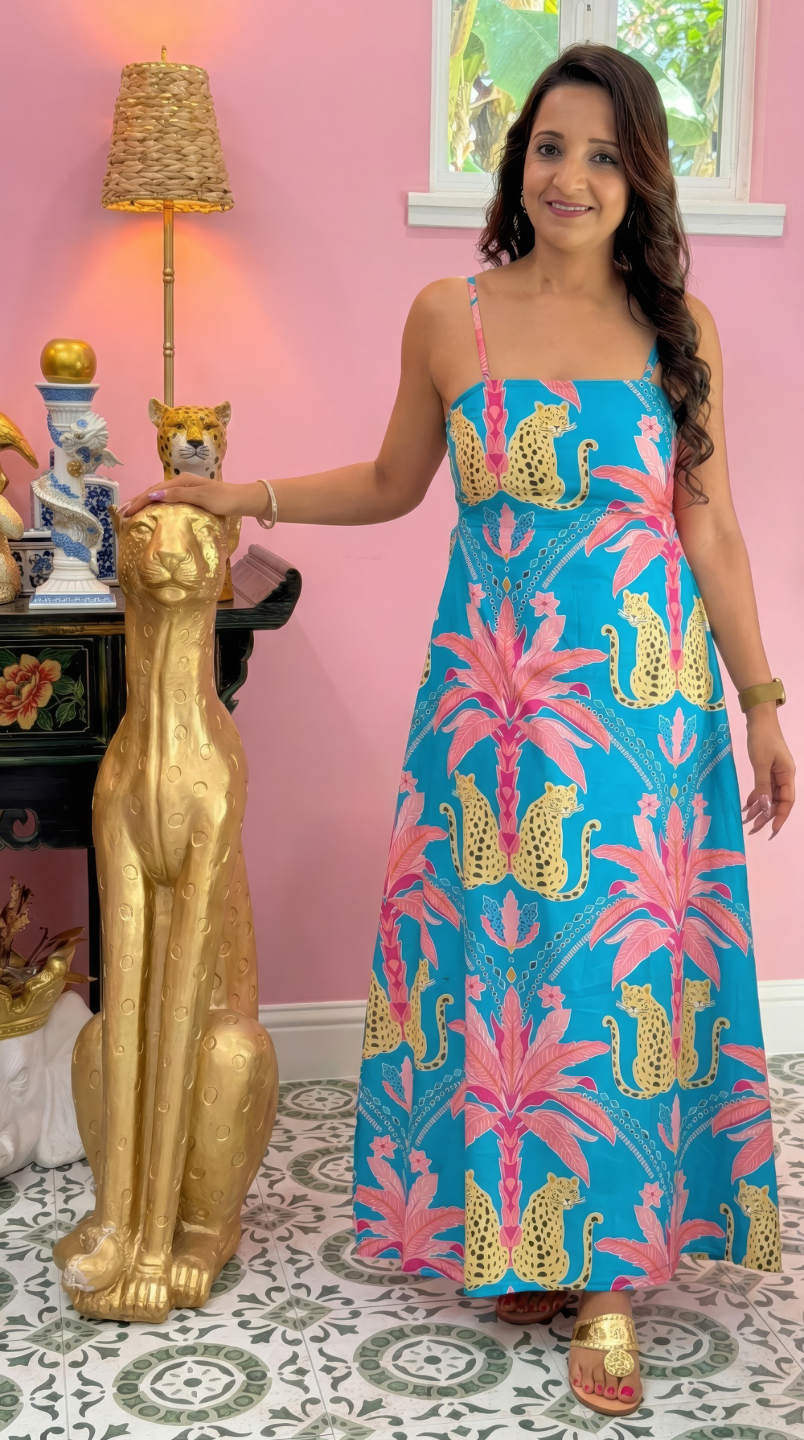 Ashley Dress | Cheetah Mirage Aqua