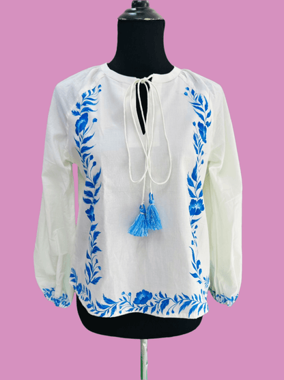 Chinoiserie Isla Peasant Top
