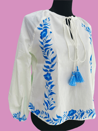 Chinoiserie Isla Peasant Top