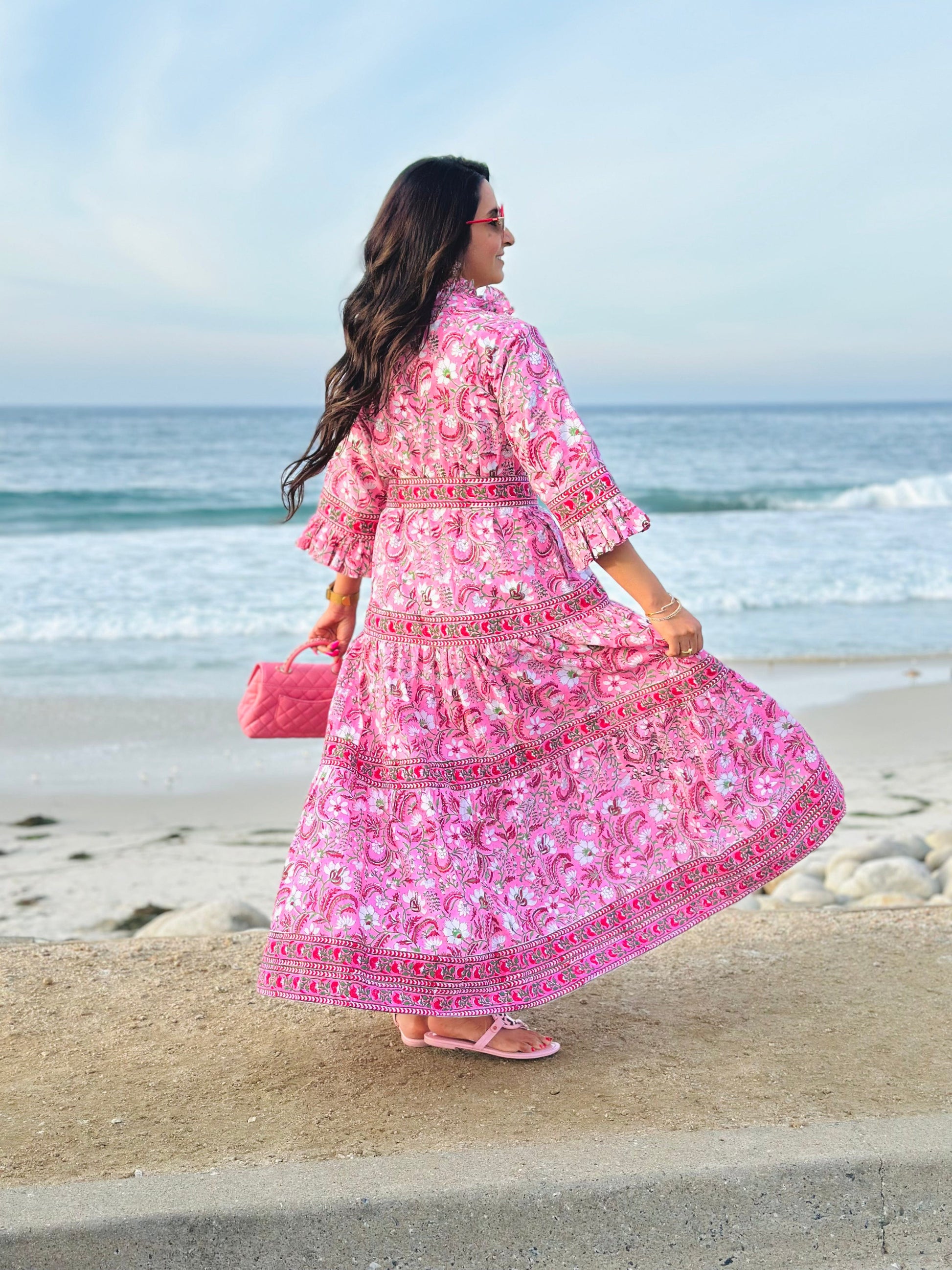 kim maxi dress Kim Pink Strapless Ruffle Maxi Dress - US 14