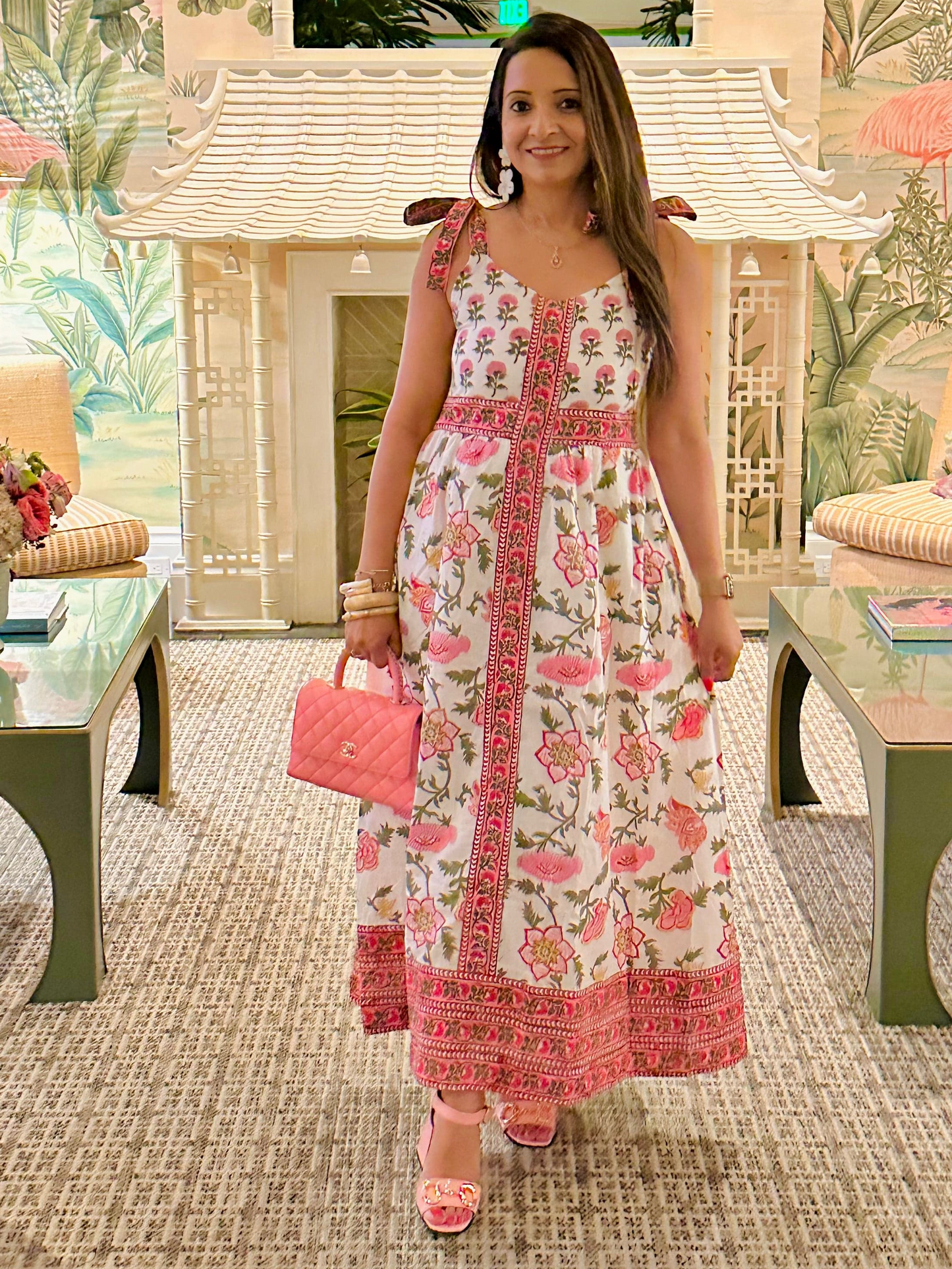 Priya Maxi Dress | Pink Chinoiserie