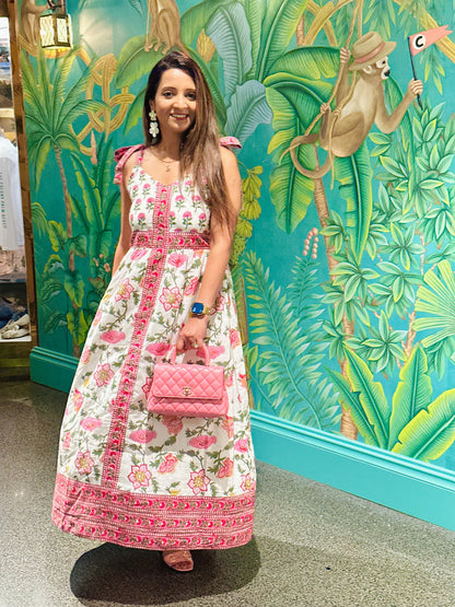 pink chinoiserie dress Women's Prosperina Arden Pink Multi Chinoiserie Cotton Maxi Dress | Size: M